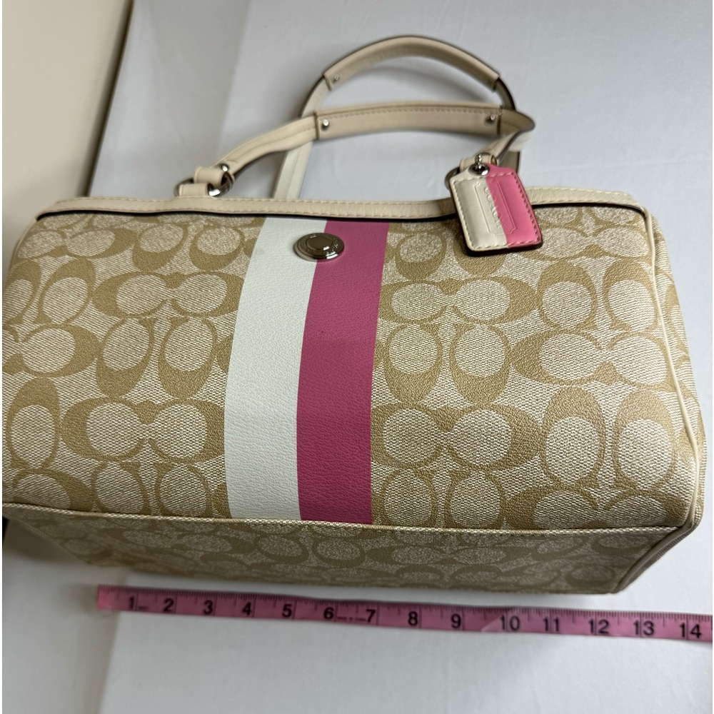 COACH SPEEDY TOTE PINK SIGNATURE C - Picture 9 of 12